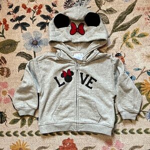 GAP x Disney Minnie Mouse Love Hoodie with Red Bow and Minnie Ears - Like New!